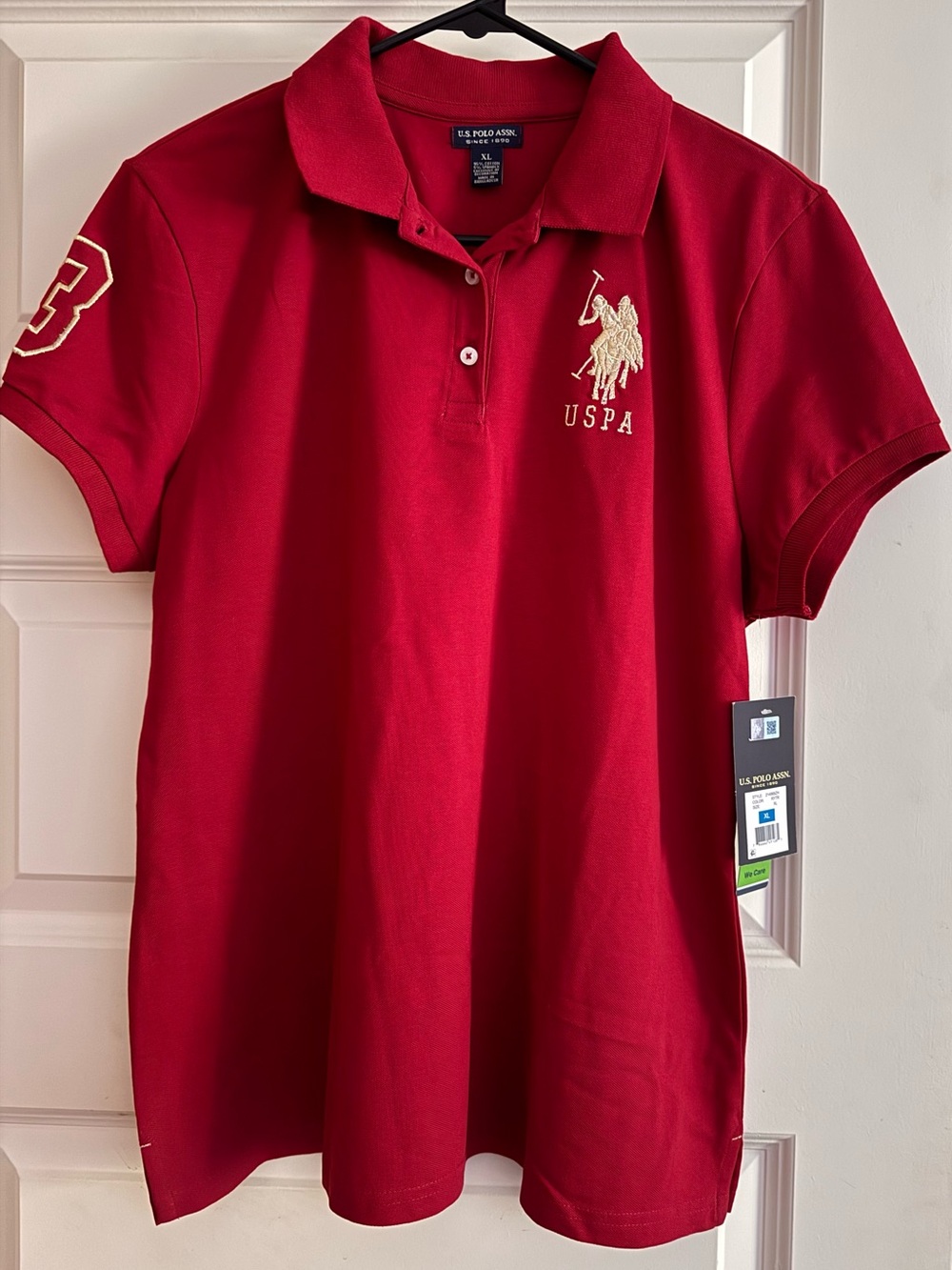 U.S. Polo Assn. Women’s XL Red Gold Embroidered Polo Shirt NWT